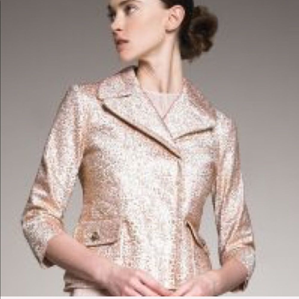 Nina Ricci Gold Rose Jacquard Print Jacket 10 NWT